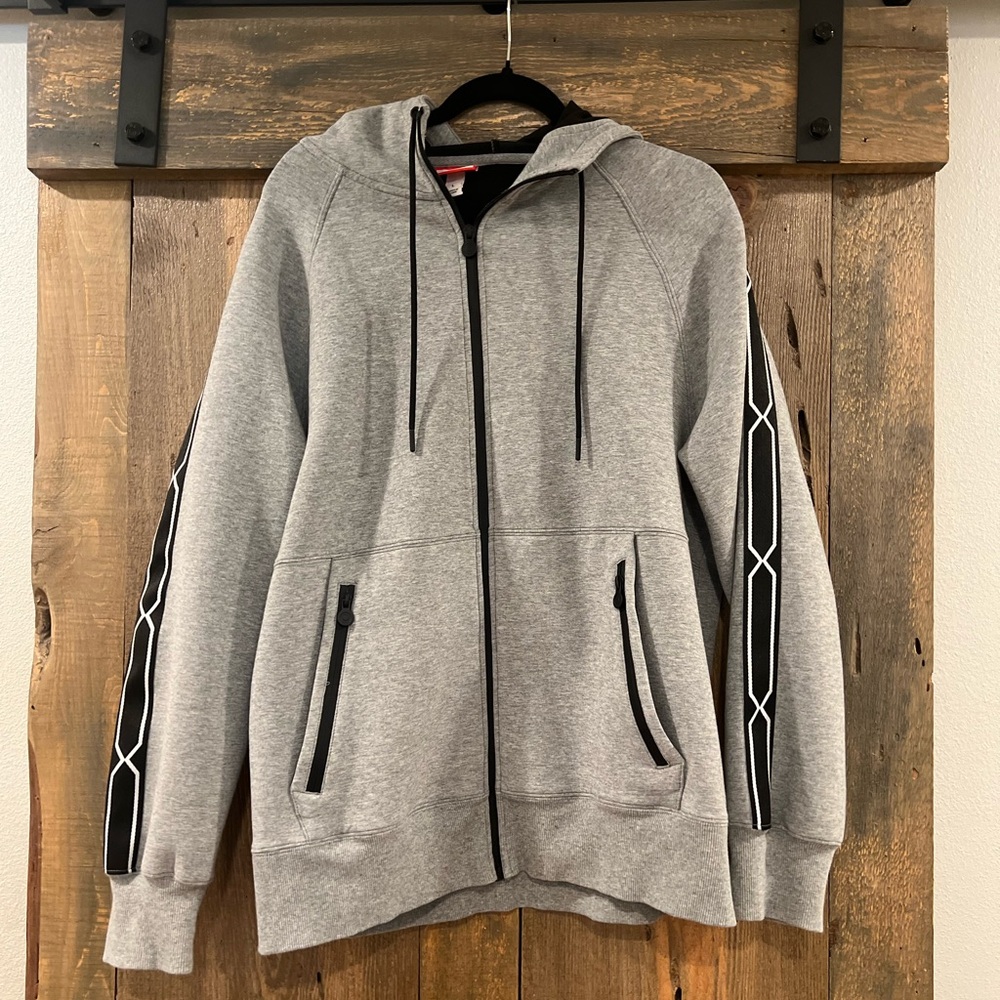 Hunter For Target Mens Grey Black Zip Up Hoodie Jacket Chain Trim Comfort Large